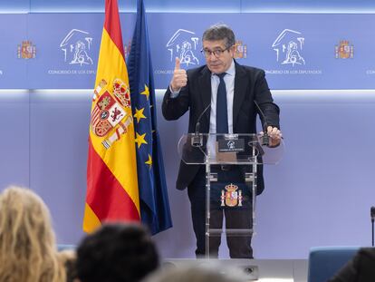 El portavoz parlamentario del PSOE, Patxi López, en el Congreso, este martes.