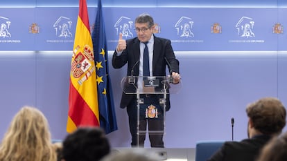 El portavoz parlamentario del PSOE, Patxi López, en el Congreso, este martes.