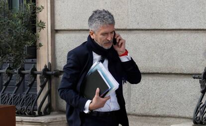 El ministro del Interior, Fernando Grande-Marlaska, a su entrada en el Congreso en una imagen de archivo.