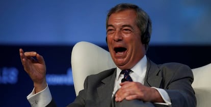 El ex l&iacute;der del UKIP Nigel Farage, en Estoril.
 