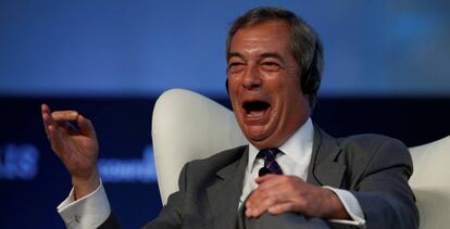 El ex líder del UKIP Nigel Farage, en Estoril.