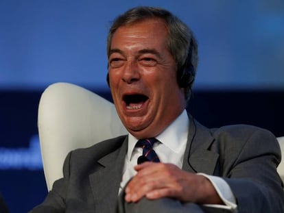 El ex l&iacute;der del UKIP Nigel Farage, en Estoril.
 