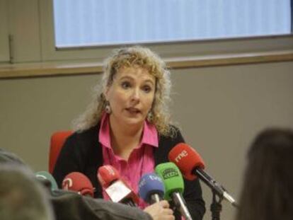 La presidenta de GHK, Ainhoa Intxaurrandieta, durante la rueda de prensa que ha ofrecido este jueves.