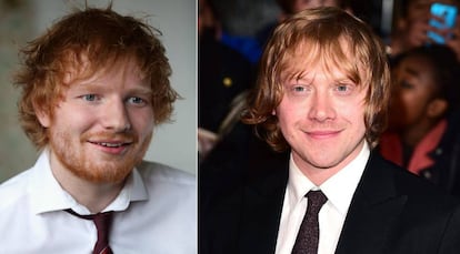 El cantante Ed Sheeran y, a la derecha, el actor de la saga &#039;Harry Potter&#039; Rupert Grint.