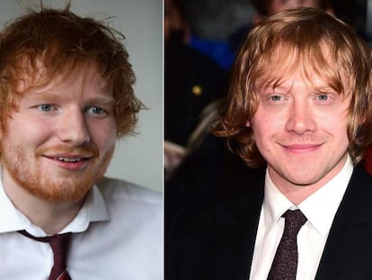 El cantante Ed Sheeran y, a la derecha, el actor de la saga &#039;Harry Potter&#039; Rupert Grint.