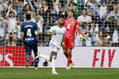 Rodrygo, tras marcar el segundo gol del Real Madrid.