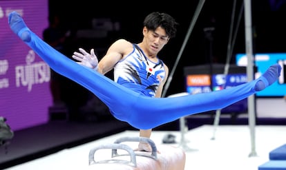 Daiki Hashimoto, en uno de los ejercicios de la final del All Around.