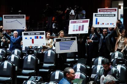 Legisladores durante una sesión donde aprobaron la Ley de Ingresos del presupuesto para el año 2023.