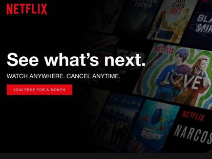 Portada de Netflix en el navegador.