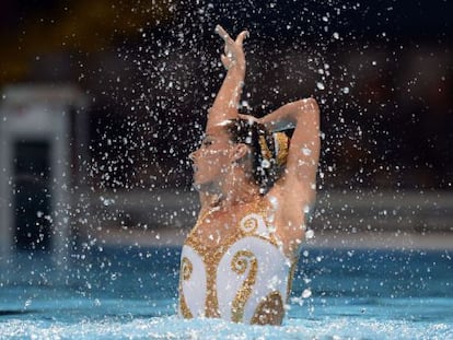 Ona Carbonell, durante la competición de solo técnico en el Palau Sant Jordi de Barcelona