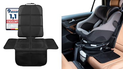 accesorio para asientos del coche: protector multiusos diseñado en color negro.