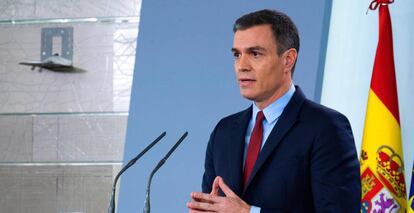 Prime Minister Pedro Sánchez during Tuesday’s press conference.