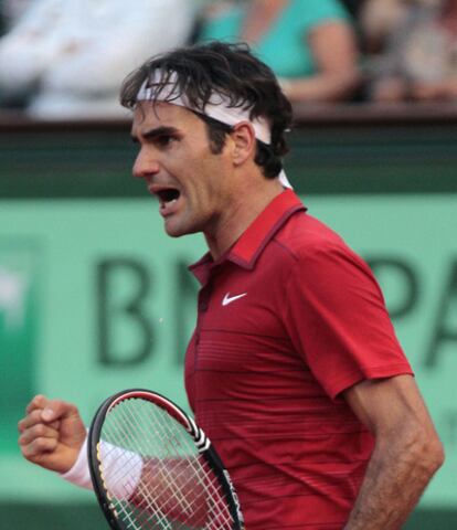 Federer, durante el partido.