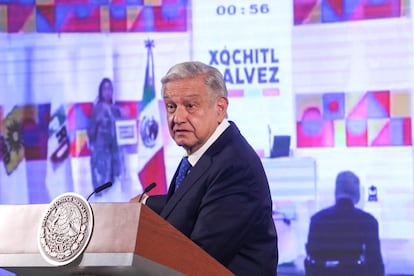 Andrés Manuel López Obrador durante la conferencia matutina en Palacio Nacional.