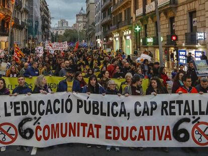 Manifestació del sector docent a Barcelona contra les retallades.