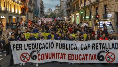 Manifestación del sector docente en Barcelona contra los recortes.