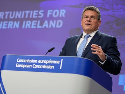 Maros Sefcovic, vicepresidente de la Comisión Europea y responsable de la negociación del Brexit, el miércoles en Bruselas.