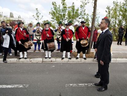Iñigo Urkullu, en primer plano, durante la recepción oficial de San Prudencio en Armentia.