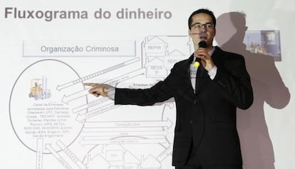 O procurador Dallagnol apresenta detalhes do esquema.