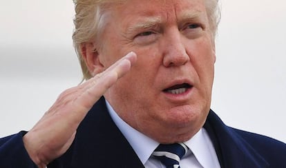 Donald Trump este sábado en el aeropuerto Kennedy de Nueva York.