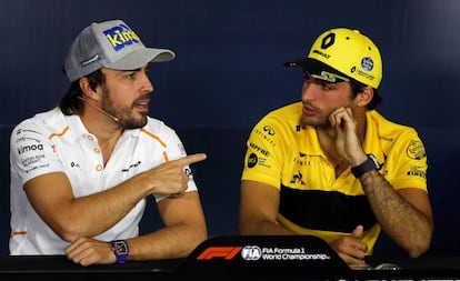 Alonso y Sainz, en el Circuito de Montmeló.