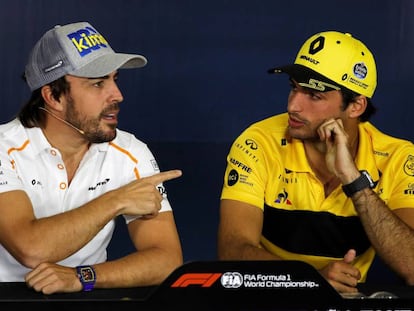 Alonso y Sainz, en el Circuito de Montmeló.