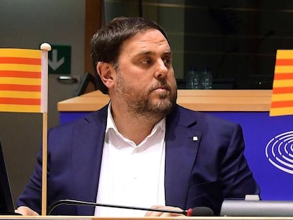 Oriol Junqueras, en una reunión en el Parlamento Europeo en enero de 2017.