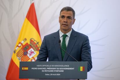 Pedro Sánchez, el 29 de agosto de 2024 en Dakar (Senegal).