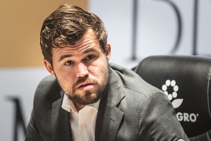 Magnus Carlsen, este miércoles durante la 5ª partida