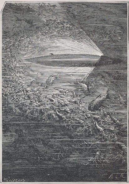 El 'Nautilus', ilustración de 1870.