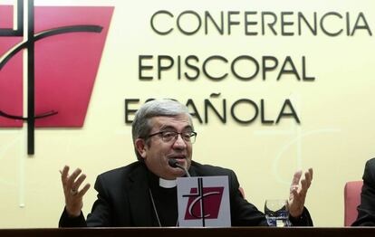 Luis Argüello, ayer en la sede de la Conferencia Episcopal.