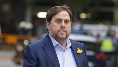 Oriol Junqueras, este viernes a su llegada a la Audiencia Nacional.