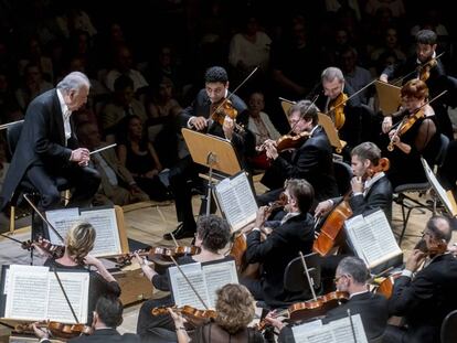 Zubin Mehta durante su concierto al frente de la Filarmónica de Israel, ayer en Madrid.