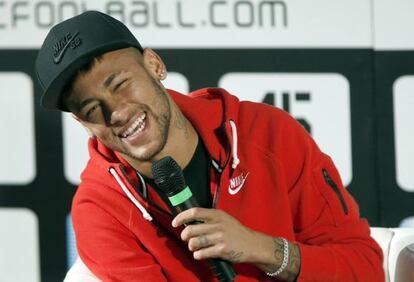 Neymar, durante la presentación de la Mediterranean International Cup.