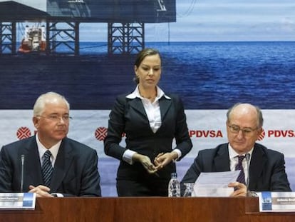 Rafael Ram&iacute;rez, presidente de PDVSA, y Antonio Brufau, presidente de Repsol.