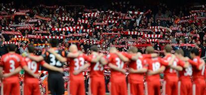 Vista de las gradas de Anfield antes de un partido del Liverpool