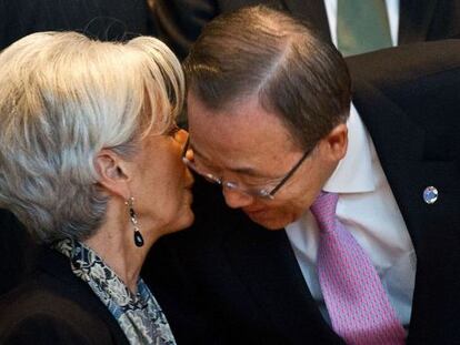 Lagarde con Ban Ki-moon, en la reunión del G20.
