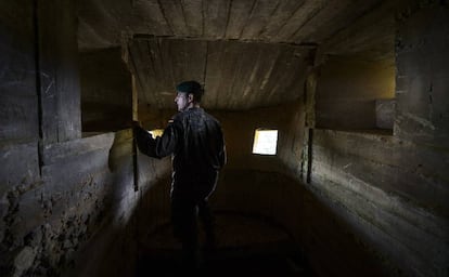 Sergeant Quirós in one of the bunkers.