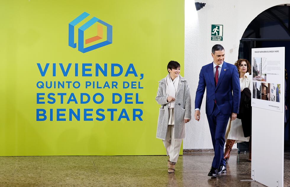 El presidente del Gobierno, Pedro Sánchez, en el foro 'Vivienda, quinto pilar del Estado del Bienestar', este lunes en Madrid.