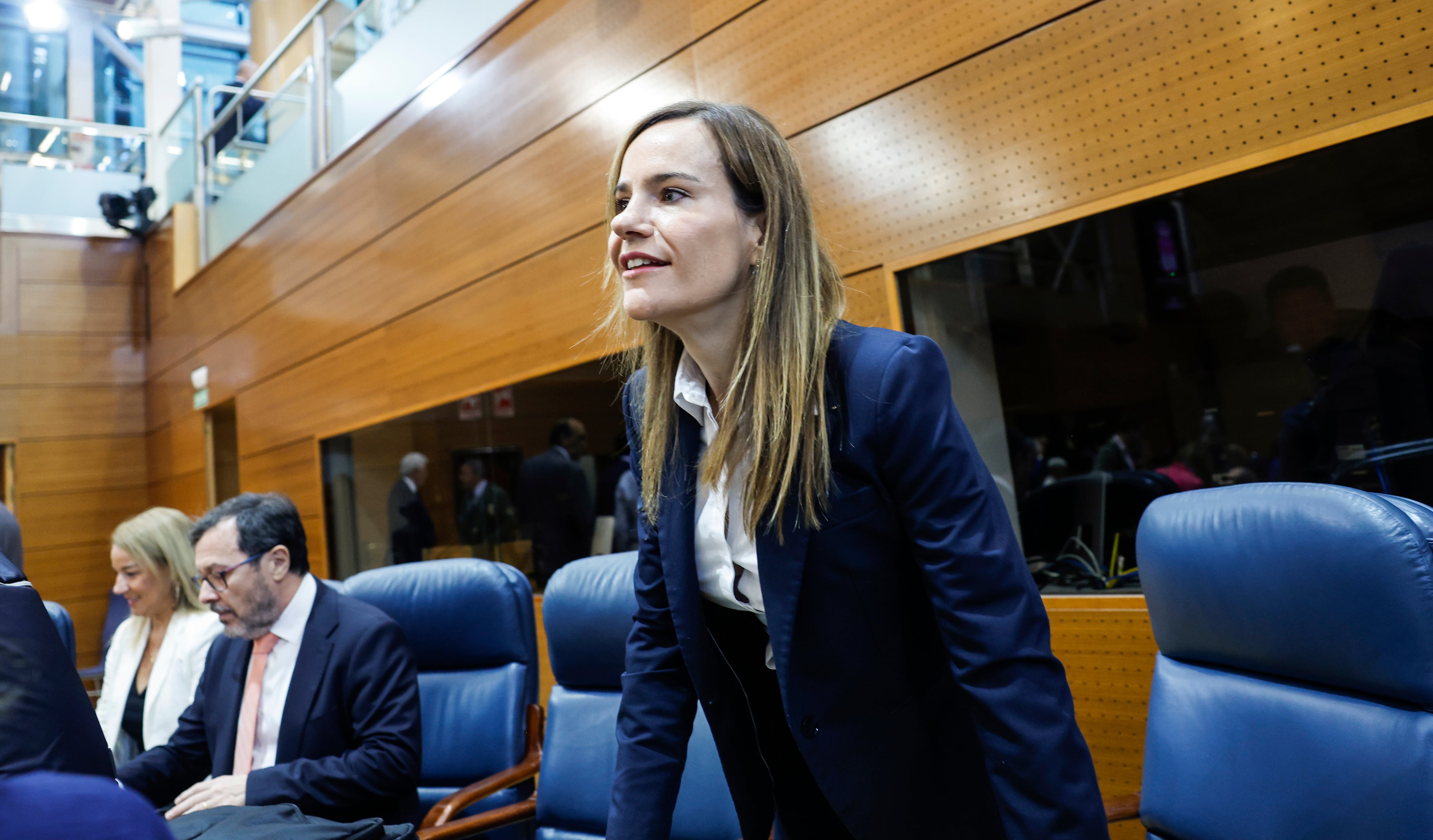 La portavoz de Vox, Isabel Pérez Moñino, este jueves en el pleno de la Asamblea de Madrid.