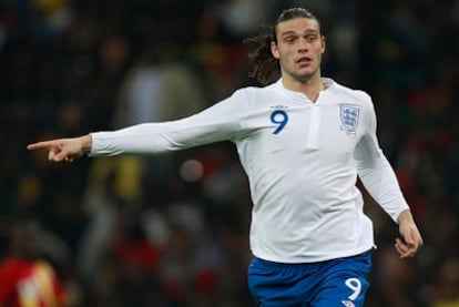 Andy Carroll, durante el partido de hoy de Inglaterra ante Ghana.