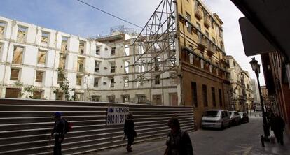 Fachada de un edificio situado en la plaza del Teatro de M&aacute;laga.