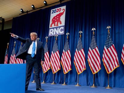 El presidente de EE UU, Donald Trump, en el primer día de la Convención Republicana