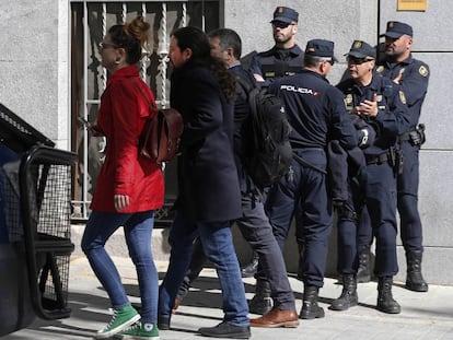 Pablo Iglesias, el pasado 27 de marzo en la sede de la Audiencia Nacional.