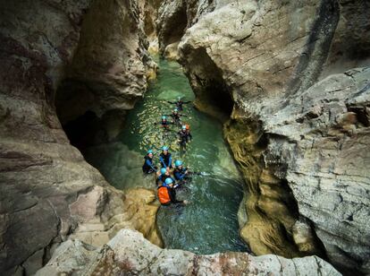 Barranco Peonera, uno de los más transitados de la sierra de Guara.