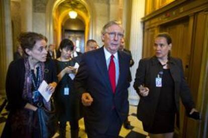 El líder de la minoría republicana, Kentucky, Mitch McConnell, ayer en el Cpaitolio, en Washington, DC, EE.UU.