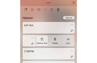 Nuevo portapapeles de Windows 10.