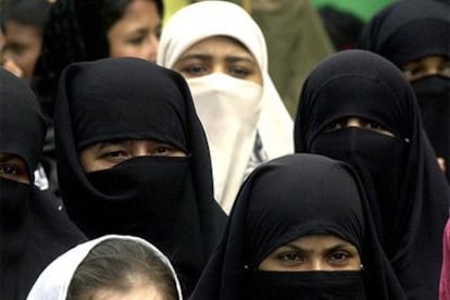Mujeres musulmanas, durante una manifestación en Pakistán.