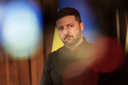 Ukrayna Devlet Başkanı Volodimir Zelenskiy, Salı günü Kiev'de düzenlediği basın toplantısında.