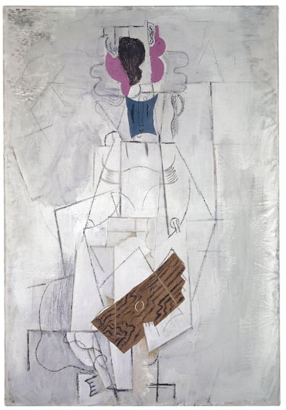 'Mujer con guitarra' ('Femme à la guitare'). Óleo sobre lienzo, 130,2 x 90,1 cm. Ceret y París, 1911-14. Kunstmuseum Basel, donado por el doctor h. c. Raoul La Roche, 1952.